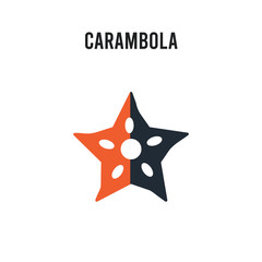Carambola vector icon on white background. Red and black colored Carambola icon. Simple element illustration sign symbol EPS