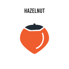 Hazelnut vector icon on white background. Red and black colored Hazelnut icon. Simple element illustration sign symbol EPS