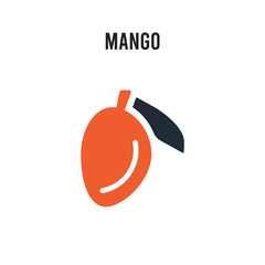 Mango vector icon on white background. Red and black colored Mango icon. Simple element illustration sign symbol EPS