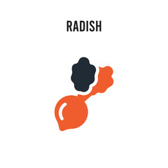 Radish vector icon on white background. Red and black colored Radish icon. Simple element illustration sign symbol EPS
