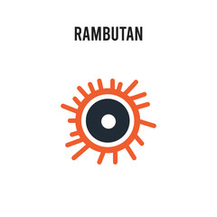 Rambutan vector icon on white background. Red and black colored Rambutan icon. Simple element illustration sign symbol EPS