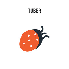 Obraz premium Tuber vector icon on white background. Red and black colored Tuber icon. Simple element illustration sign symbol EPS