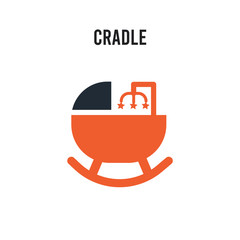 Cradle vector icon on white background. Red and black colored Cradle icon. Simple element illustration sign symbol EPS