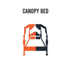 Canopy bed vector icon on white background. Red and black colored Canopy bed icon. Simple element illustration sign symbol EPS