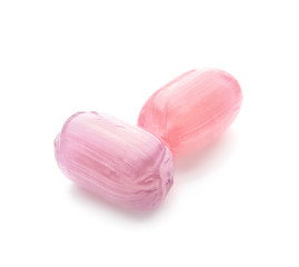 Sweet candies on white background