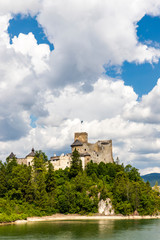 Niedzica castle over Czorsztyn lake in Pieniny, Poland