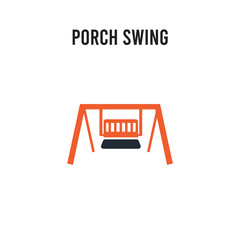 porch swing vector icon on white background. Red and black colored porch swing icon. Simple element illustration sign symbol EPS