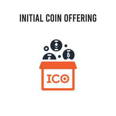 initial coin offering vector icon on white background. Red and black colored initial coin offering icon. Simple element illustration sign symbol EPS