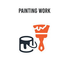 painting work vector icon on white background. Red and black colored painting work icon. Simple element illustration sign symbol EPS