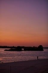 Summer sunset over the river