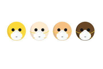 Coronavirus Covid-19 Emojis Mixed Emoticons with N95 Face Mask 