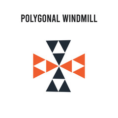 Polygonal windmill vector icon on white background. Red and black colored Polygonal windmill icon. Simple element illustration sign symbol EPS
