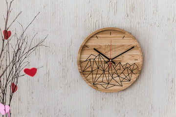 Round eco clock made of wood and epoxy. The subject of interior in your home. Natural handmade...