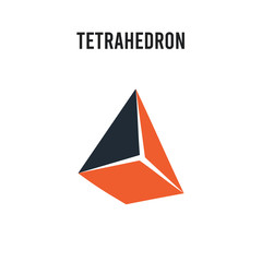 Tetrahedron vector icon on white background. Red and black colored Tetrahedron icon. Simple element illustration sign symbol EPS