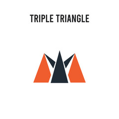 Triple triangle vector icon on white background. Red and black colored Triple triangle icon. Simple element illustration sign symbol EPS