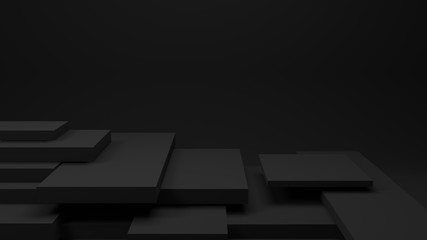 black table or dark shelf on background for present product, 3d rendering
