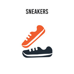 Sneakers vector icon on white background. Red and black colored Sneakers icon. Simple element illustration sign symbol EPS