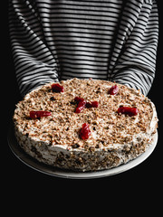 Girl Holding Homemade Traditional Cake