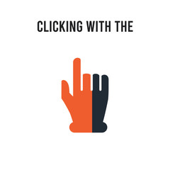 Obraz premium Clicking with the left hand vector icon on white background. Red and black colored Clicking with the left hand icon. Simple element illustration sign symbol EPS