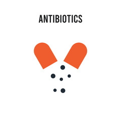 Antibiotics vector icon on white background. Red and black colored Antibiotics icon. Simple element illustration sign symbol EPS