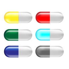 Different colorful pills icon set isolated on a white background. Vector illustration. 