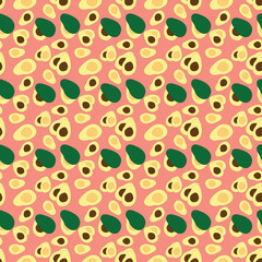 avocado fruit seamless vector pattern with lime pink background. pattern for printing, fabric, textile, wrapping, etc.