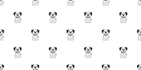Vector cartoon character dog seamless pattern background for design.