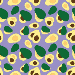 avocado fruit seamless vector pattern with lime blue background. pattern for printing, fabric, textile, wrapping, etc.