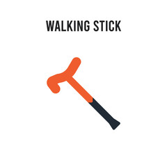 Walking stick vector icon on white background. Red and black colored Walking stick icon. Simple element illustration sign symbol EPS