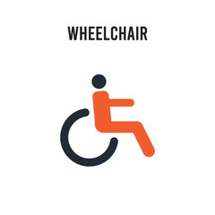 Wheelchair vector icon on white background. Red and black colored Wheelchair icon. Simple element illustration sign symbol EPS