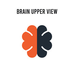 Brain upper view vector icon on white background. Red and black colored Brain upper view icon. Simple element illustration sign symbol EPS