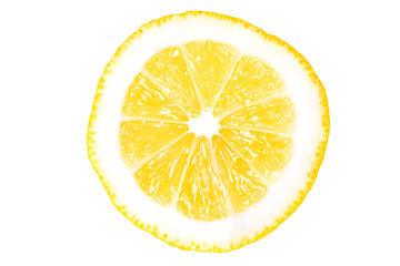 Ripe yellow lemon slice, macro