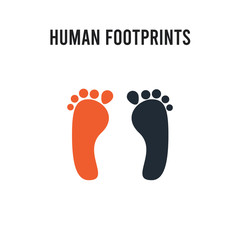 Human footprints vector icon on white background. Red and black colored Human footprints icon. Simple element illustration sign symbol EPS