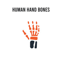 Obraz premium Human hand bones vector icon on white background. Red and black colored Human hand bones icon. Simple element illustration sign symbol EPS