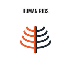 Human Ribs vector icon on white background. Red and black colored Human Ribs icon. Simple element illustration sign symbol EPS