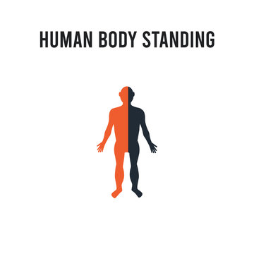 Human body standing black vector icon on white background. Red and black colored Human body standing black icon. Simple element illustration sign symbol EPS
