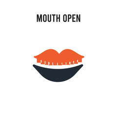 Mouth Open vector icon on white background. Red and black colored Mouth Open icon. Simple element illustration sign symbol EPS