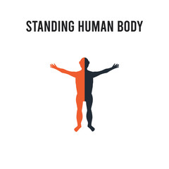 Standing human body vector icon on white background. Red and black colored Standing human body icon. Simple element illustration sign symbol EPS