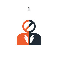 Fi vector icon on white background. Red and black colored Fi icon. Simple element illustration sign symbol EPS