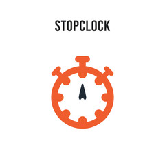 Stopclock vector icon on white background. Red and black colored Stopclock icon. Simple element illustration sign symbol EPS