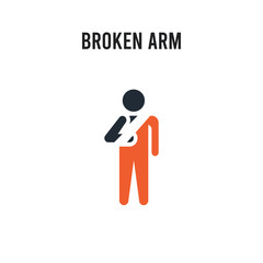 Broken arm vector icon on white background. Red and black colored Broken arm icon. Simple element illustration sign symbol EPS