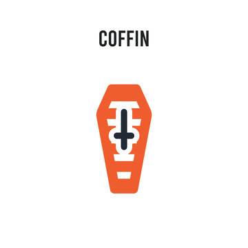 Coffin vector icon on white background. Red and black colored Coffin icon. Simple element illustration sign symbol EPS