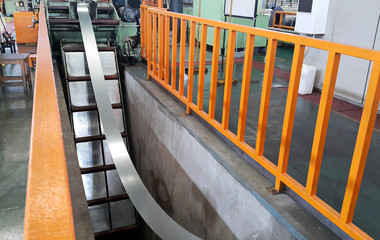 Steel fence safety guard protection at steel sheet coil machine