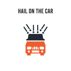 Hail on the car vector icon on white background. Red and black colored Hail on the car icon. Simple element illustration sign symbol EPS