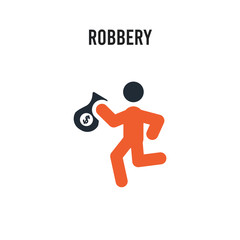 Robbery vector icon on white background. Red and black colored Robbery icon. Simple element illustration sign symbol EPS