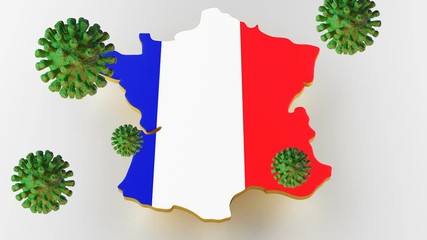 Contagious COVID-19, Flur or Coronavirus with France map. Coronavirus from chine. 3D rendering - Powered by Adobe