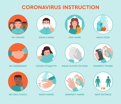 Infographic icons coronavirus  instruction