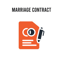 marriage contract vector icon on white background. Red and black colored marriage contract icon. Simple element illustration sign symbol EPS