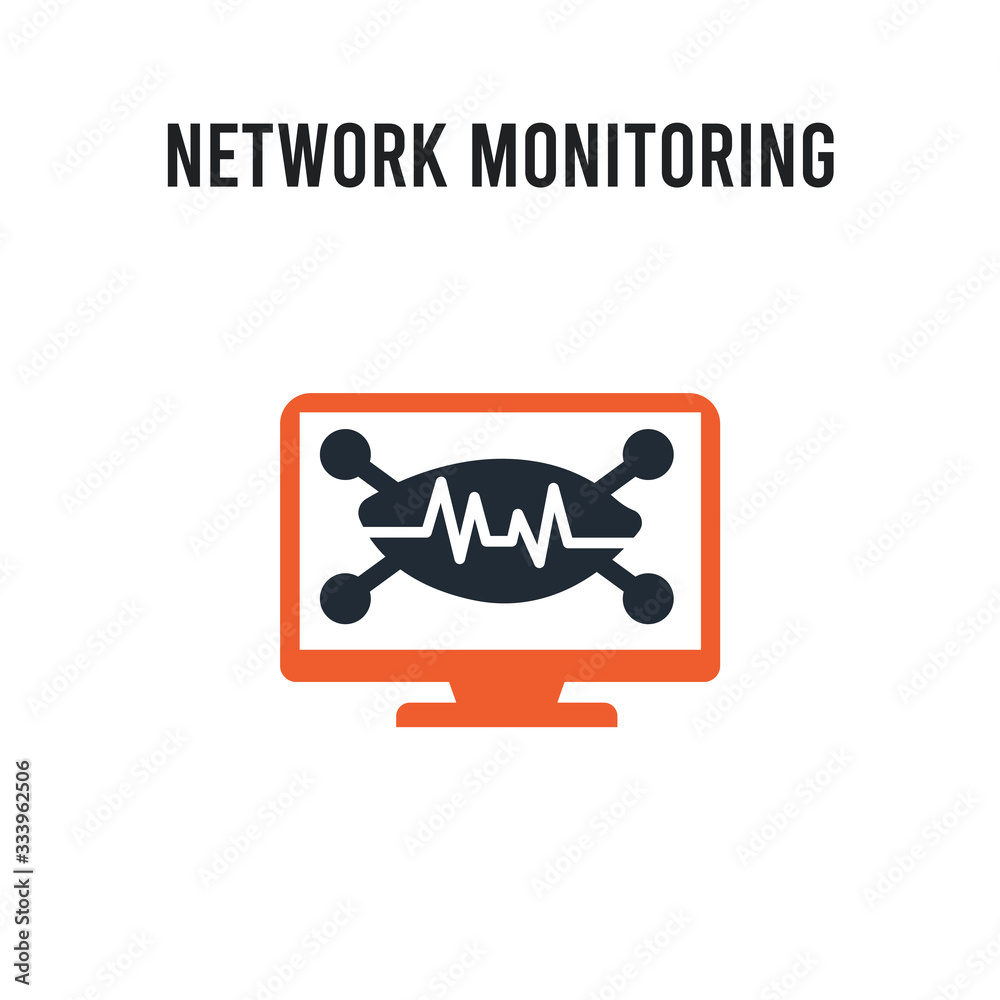 Wall mural network monitoring vector icon on white background. red and black colored network monitoring icon. s