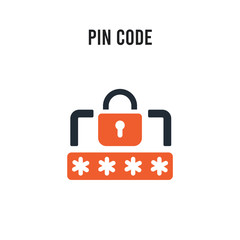 Pin code vector icon on white background. Red and black colored Pin code icon. Simple element illustration sign symbol EPS